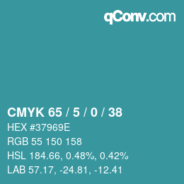 颜色代码: CMYK 65 / 5 / 0 / 38 | qconv.com