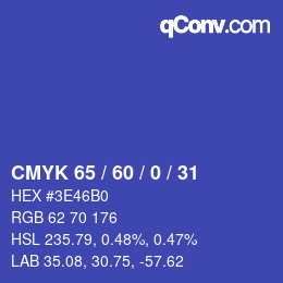 カラーコード: CMYK 65 / 60 / 0 / 31 | qconv.com