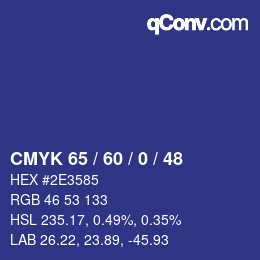 颜色代码: CMYK 65 / 60 / 0 / 48 | qconv.com