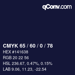 颜色代码: CMYK 65 / 60 / 0 / 78 | qconv.com