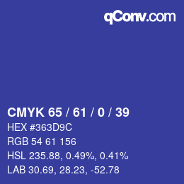 カラーコード: CMYK 65 / 61 / 0 / 39 | qconv.com