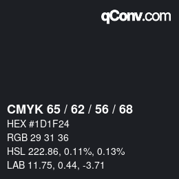 Color code: CMYK 65 / 62 / 56 / 68 | qconv.com