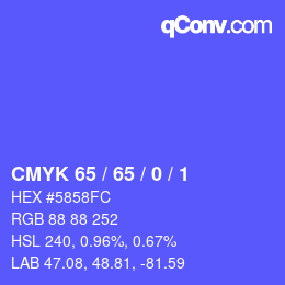 Color code: CMYK 65 / 65 / 0 / 1 | qconv.com