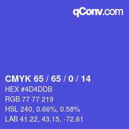 カラーコード: CMYK 65 / 65 / 0 / 14 | qconv.com