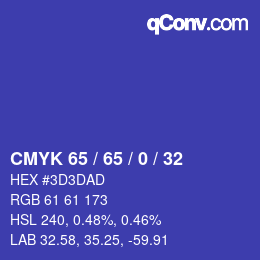 Color code: CMYK 65 / 65 / 0 / 32 | qconv.com