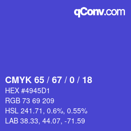 Color code: CMYK 65 / 67 / 0 / 18 | qconv.com