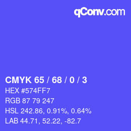 Color code: CMYK 65 / 68 / 0 / 3 | qconv.com