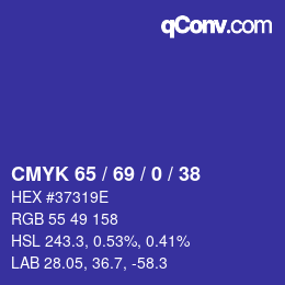 Color code: CMYK 65 / 69 / 0 / 38 | qconv.com