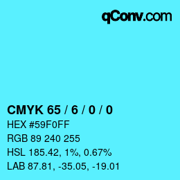 颜色代码: CMYK 65 / 6 / 0 / 0 | qconv.com