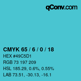 颜色代码: CMYK 65 / 6 / 0 / 18 | qconv.com