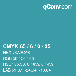 颜色代码: CMYK 65 / 6 / 0 / 35 | qconv.com