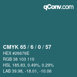 颜色代码: CMYK 65 / 6 / 0 / 57 | qconv.com