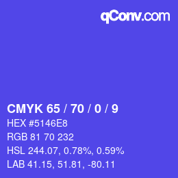 Código de color: CMYK 65 / 70 / 0 / 9 | qconv.com