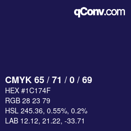 颜色代码: CMYK 65 / 71 / 0 / 69 | qconv.com