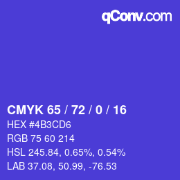 Color code: CMYK 65 / 72 / 0 / 16 | qconv.com