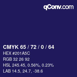 颜色代码: CMYK 65 / 72 / 0 / 64 | qconv.com