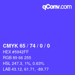 Color code: CMYK 65 / 74 / 0 / 0 | qconv.com