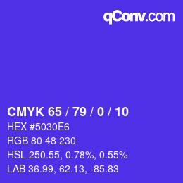 Color code: CMYK 65 / 79 / 0 / 10 | qconv.com