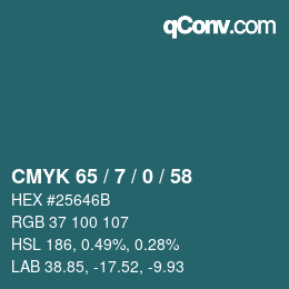 カラーコード: CMYK 65 / 7 / 0 / 58 | qconv.com