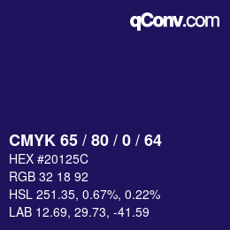 Color code: CMYK 65 / 80 / 0 / 64 | qconv.com