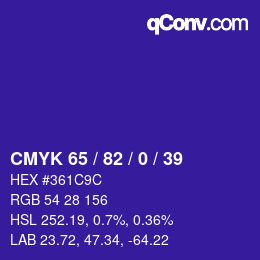Color code: CMYK 65 / 82 / 0 / 39 | qconv.com