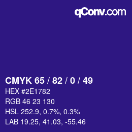 Color code: CMYK 65 / 82 / 0 / 49 | qconv.com
