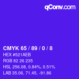 カラーコード: CMYK 65 / 89 / 0 / 8 | qconv.com