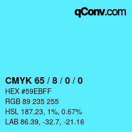 カラーコード: CMYK 65 / 8 / 0 / 0 | qconv.com