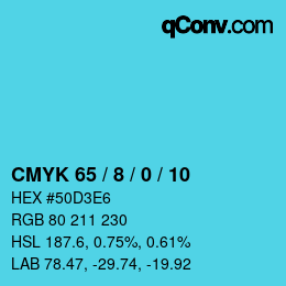 カラーコード: CMYK 65 / 8 / 0 / 10 | qconv.com