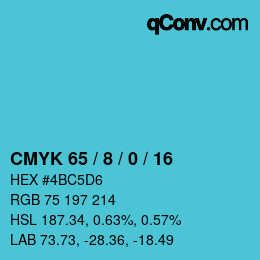 Color code: CMYK 65 / 8 / 0 / 16 | qconv.com