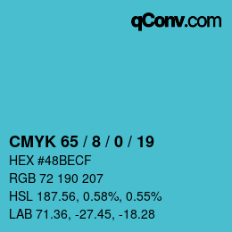 カラーコード: CMYK 65 / 8 / 0 / 19 | qconv.com