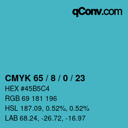 カラーコード: CMYK 65 / 8 / 0 / 23 | qconv.com
