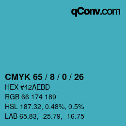 カラーコード: CMYK 65 / 8 / 0 / 26 | qconv.com