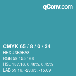 颜色代码: CMYK 65 / 8 / 0 / 34 | qconv.com