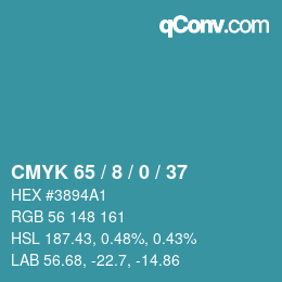 カラーコード: CMYK 65 / 8 / 0 / 37 | qconv.com
