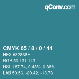 カラーコード: CMYK 65 / 8 / 0 / 44 | qconv.com