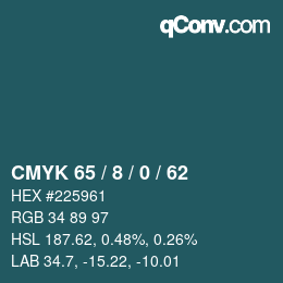 Color code: CMYK 65 / 8 / 0 / 62 | qconv.com