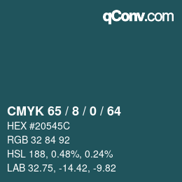 カラーコード: CMYK 65 / 8 / 0 / 64 | qconv.com
