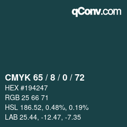颜色代码: CMYK 65 / 8 / 0 / 72 | qconv.com