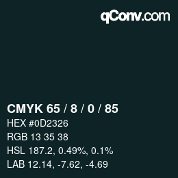 Color code: CMYK 65 / 8 / 0 / 85 | qconv.com
