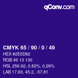 Código de color: CMYK 65 / 90 / 0 / 49 | qconv.com