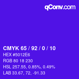 颜色代码: CMYK 65 / 92 / 0 / 10 | qconv.com