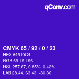 カラーコード: CMYK 65 / 92 / 0 / 23 | qconv.com