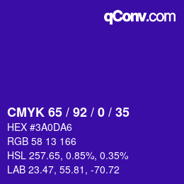 颜色代码: CMYK 65 / 92 / 0 / 35 | qconv.com