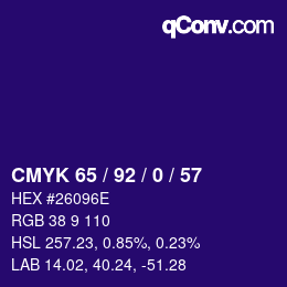 颜色代码: CMYK 65 / 92 / 0 / 57 | qconv.com