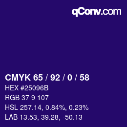 カラーコード: CMYK 65 / 92 / 0 / 58 | qconv.com