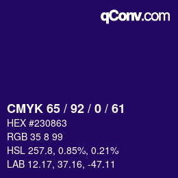 カラーコード: CMYK 65 / 92 / 0 / 61 | qconv.com