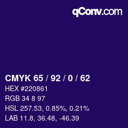 カラーコード: CMYK 65 / 92 / 0 / 62 | qconv.com