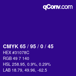 Color code: CMYK 65 / 95 / 0 / 45 | qconv.com