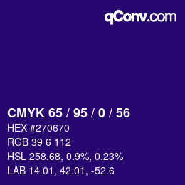 Color code: CMYK 65 / 95 / 0 / 56 | qconv.com